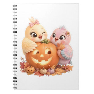 Happy Halloween Cute Little Bird Fall Decor Notebook