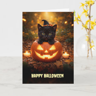 Happy Halloween Cute Little Black Kitten Card