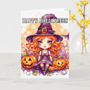 Happy Halloween Cute Little Sassy Witch Card