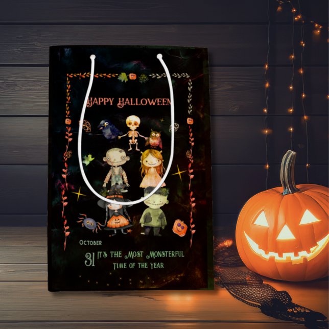 Happy Halloween Cute Monsters Party Medium Gift Bag (Happy Halloween Cute Monsters Party Medium Gift Bag)