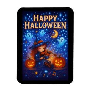 Happy Halloween Cute Musical Witch Magnet