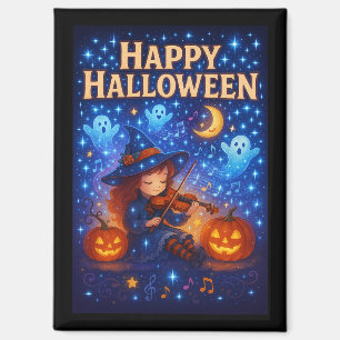 Happy Halloween Cute Musical Witch Magnet