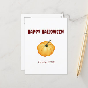 Happy Halloween cute orange pumpkin Holiday Postcard