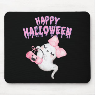Happy Halloween Cute Pink Ghost Fall Apparel Girls Mouse Pad