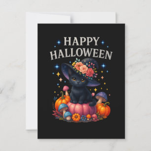 Happy Halloween Cute Pumpkin Cat Postcard