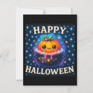 Happy Halloween Cute Pumpkin Cauldron Postcard
