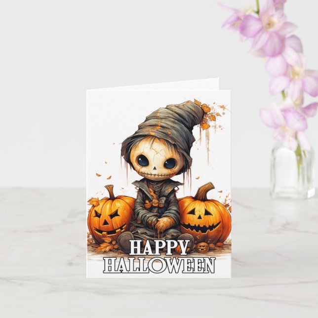 Happy Halloween | Cute Pumpkin Fiend Card (Orchid)