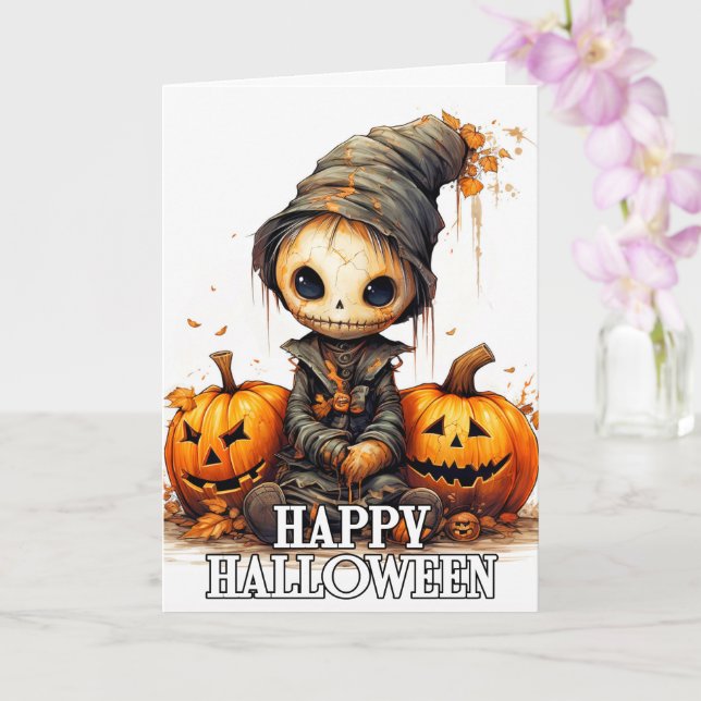 Happy Halloween | Cute Pumpkin Fiend Card (Orchid)