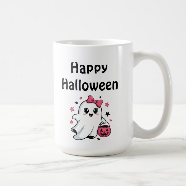 Happy Halloween Cute Pumpkin Ghost Coffee Mug (Right)