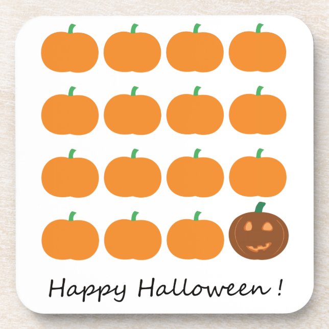 Happy Halloween Cute Pumpkin Patch Coaster (Front)