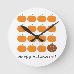 Happy Halloween Cute Pumpkin Patch Round Clock