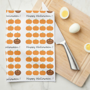 Happy Halloween Cute Pumpkin Patch Tea Towel
