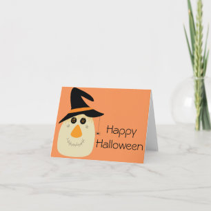 Happy Halloween Cute Scarecrow and Spider Card
