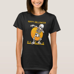 Happy Halloween Cute Scary Dabbing Skeleton Moon C T-Shirt