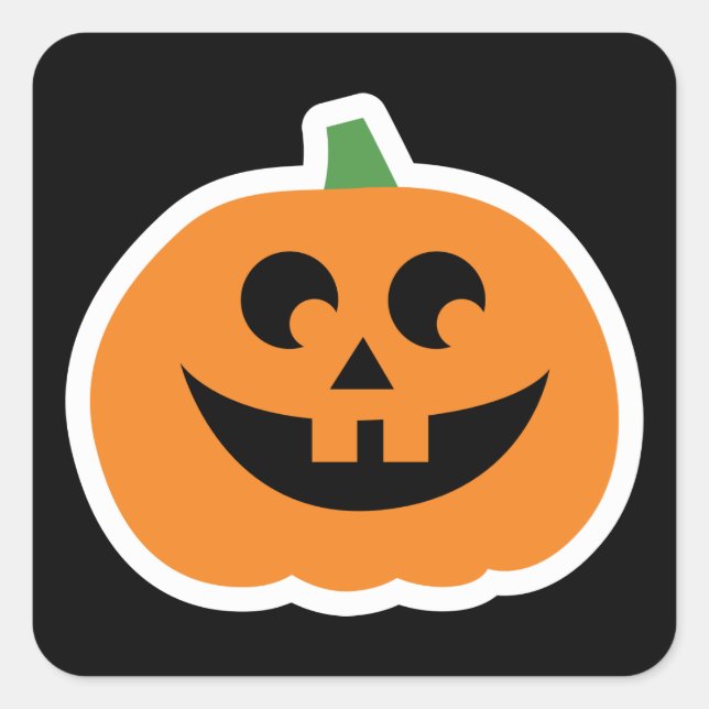 Happy Halloween | Cute Smile Jack-O-Lantern Square Sticker (Front)