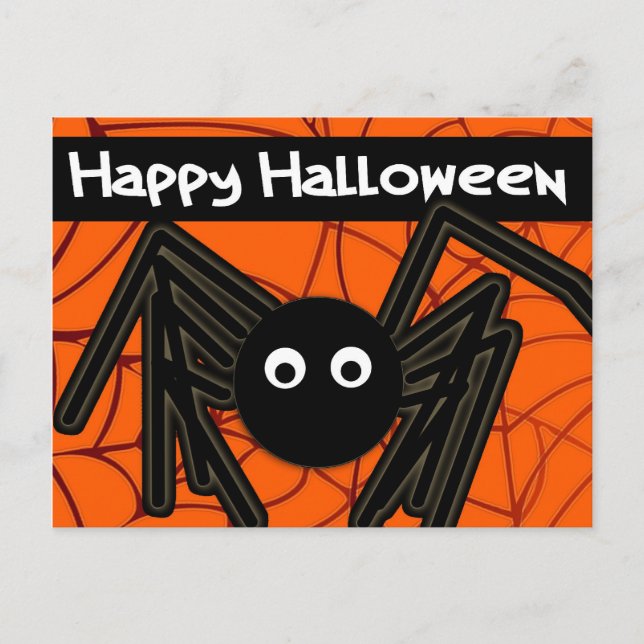 Happy Halloween Cute Spider Customisable Postcard (Front)