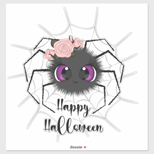 Happy Halloween Cute Spider with Roses  (Sheet)