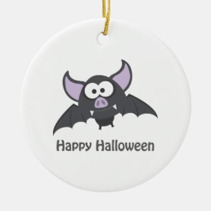 Happy Halloween. Cute Vampire Bat Ceramic Ornament