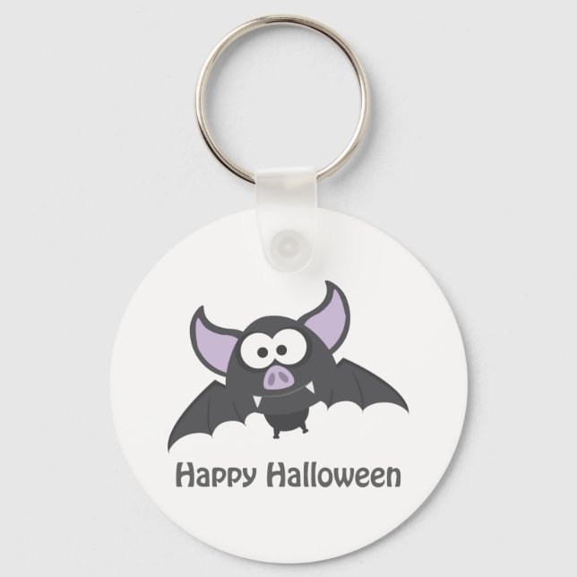 Happy Halloween. Cute Vampire Bat Key Ring (Front)