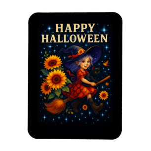 Happy Halloween Cute Witch Broomstick Magnet