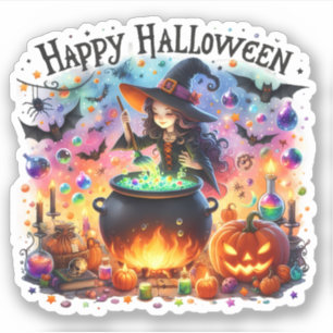 Happy Halloween - Cute Witch, Magic and bats