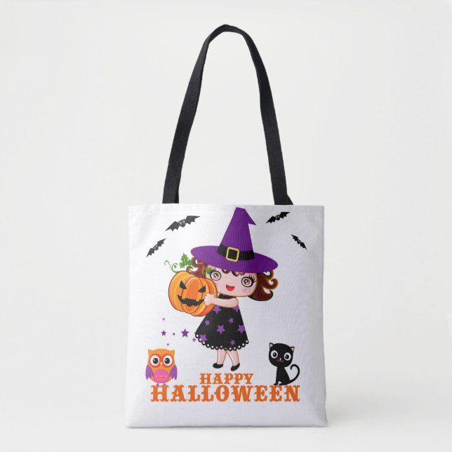 Happy Halloween cute witch tote Bag (Front)