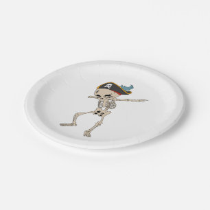 Happy Halloween Dab Skeleton Pirate Party Paper Plate