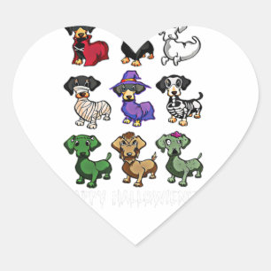 Happy Halloween Dachshund Dog Witch Mummy Hallowee Heart Sticker