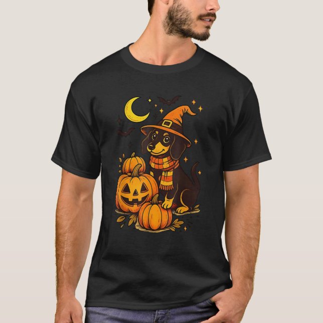 Happy Halloween Dachshund Pet Owner Holiday Wiener T-Shirt (Front)