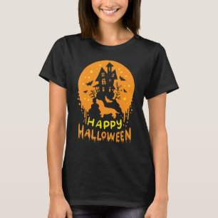 Happy Halloween Dachshund Wiener Dog Bat Ghost Cas T-Shirt