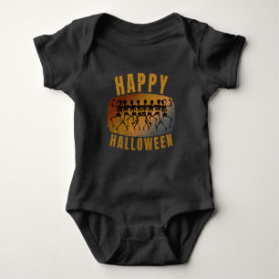 HAPPY HALLOWEEN DANCING SKELETON BABY BODYSUIT