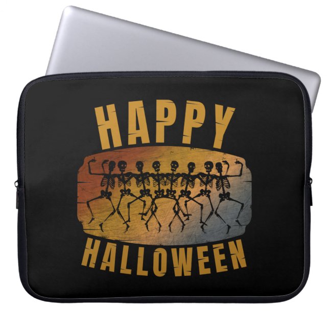 HAPPY HALLOWEEN DANCING SKELETON LAPTOP SLEEVE (Front)