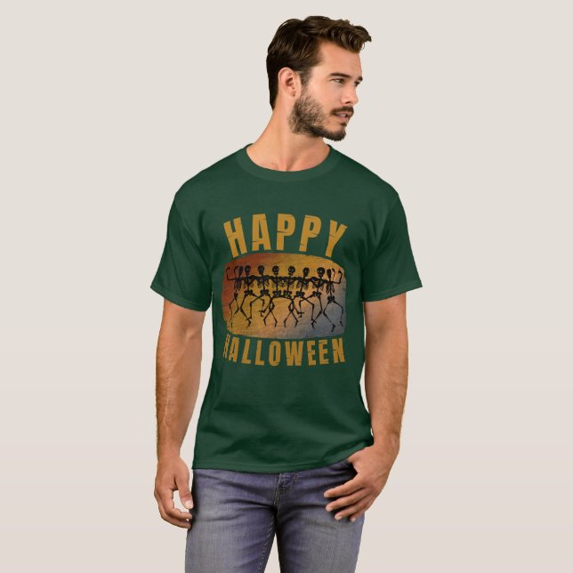 HAPPY HALLOWEEN DANCING SKELETON T-Shirt (Front Full)