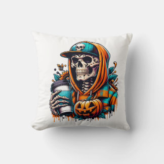 Happy Halloween - Dancing Skeleton Throw Pillow