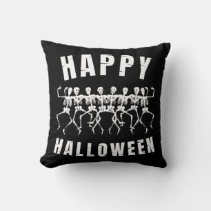 HAPPY HALLOWEEN DANCING SKELETONS CUSHION