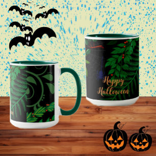 Happy Halloween Dark Greenery Botanical Foliage  Mug