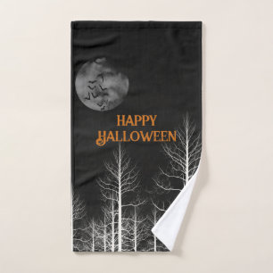 Happy Halloween Dark Woods Full Moon Hand Towel