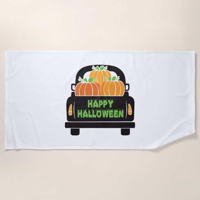 Happy Halloween day 2021 custume Beach Towel (Front)