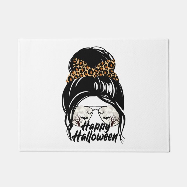 Happy Halloween Day 2021 Halloween Leopard Mum Doormat (Front)