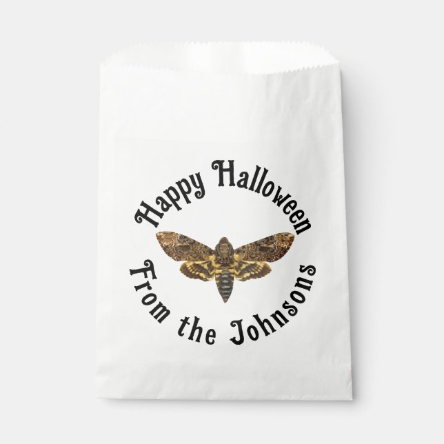 Happy Halloween Death's Head Moth custom name Favour Bag (Front)