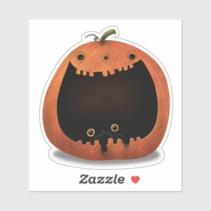 Happy Halloween Decoration Black Cat in Pumpkin