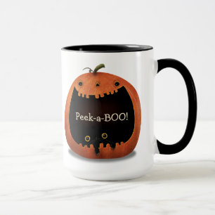Happy Halloween Decoration Black Cat in Pumpkin Mug