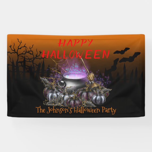 Happy Halloween decoration Party decor personalise Banner (Horizontal)