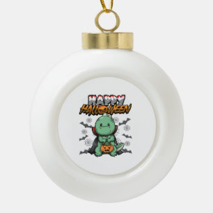 Happy Halloween Disguised Dragon Ceramic Ball Christmas Ornament
