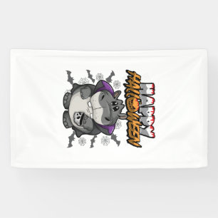Happy Halloween Disguised Hippopotamus Banner