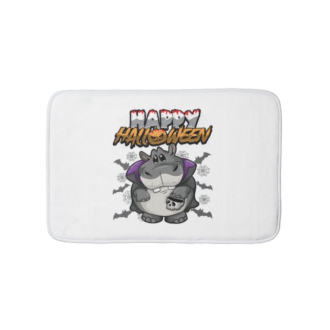 Happy Halloween Disguised Hippopotamus Bath Mat (Front)