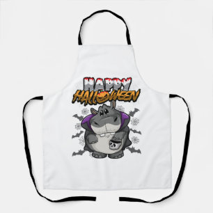 Happy Halloween Disguised Hippopotamus Halloween Apron