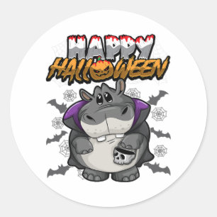 Happy Halloween Disguised Hippopotamus Halloween Classic Round Sticker