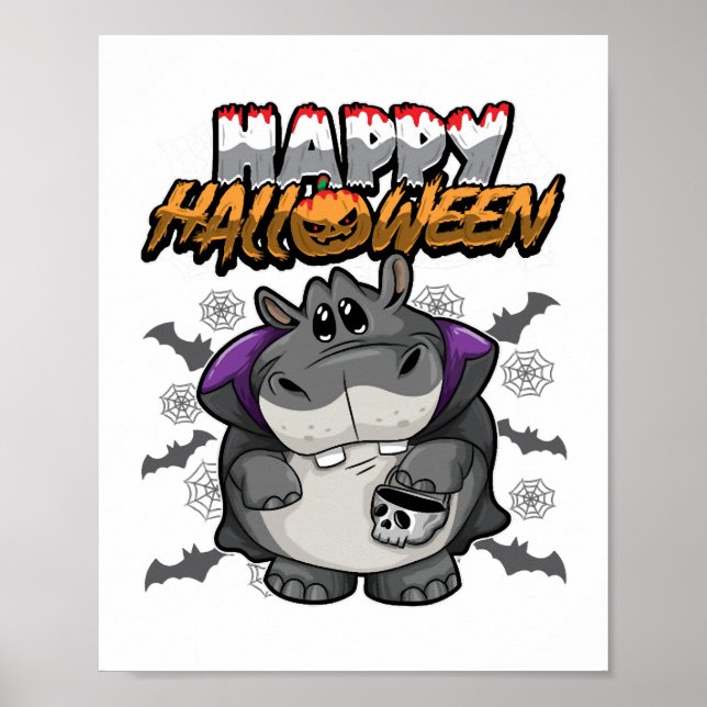 Happy Halloween Disguised Hippopotamus Poster (Front)
