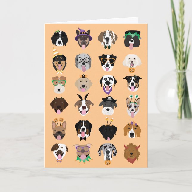 Happy Halloween Dog Faces Card (Front)